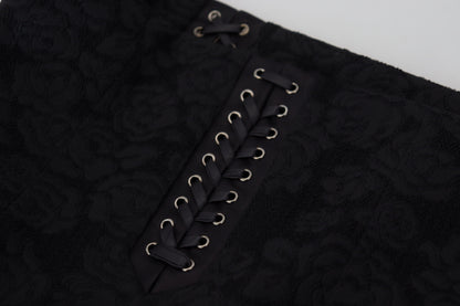 Jupe crayon courte au-dessus du genou en brocart noir Dolce & Gabbana