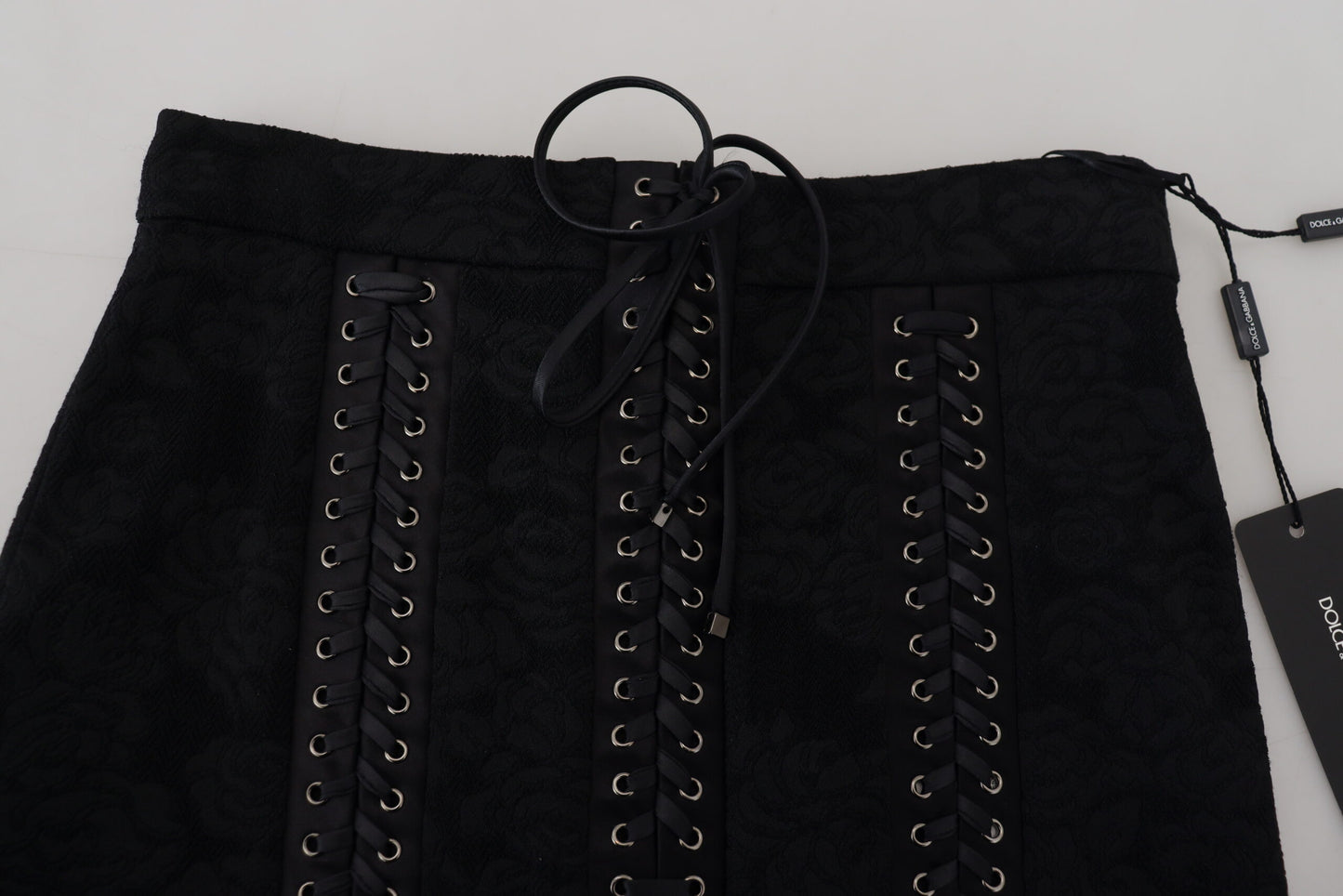 Jupe crayon courte au-dessus du genou en brocart noir Dolce & Gabbana