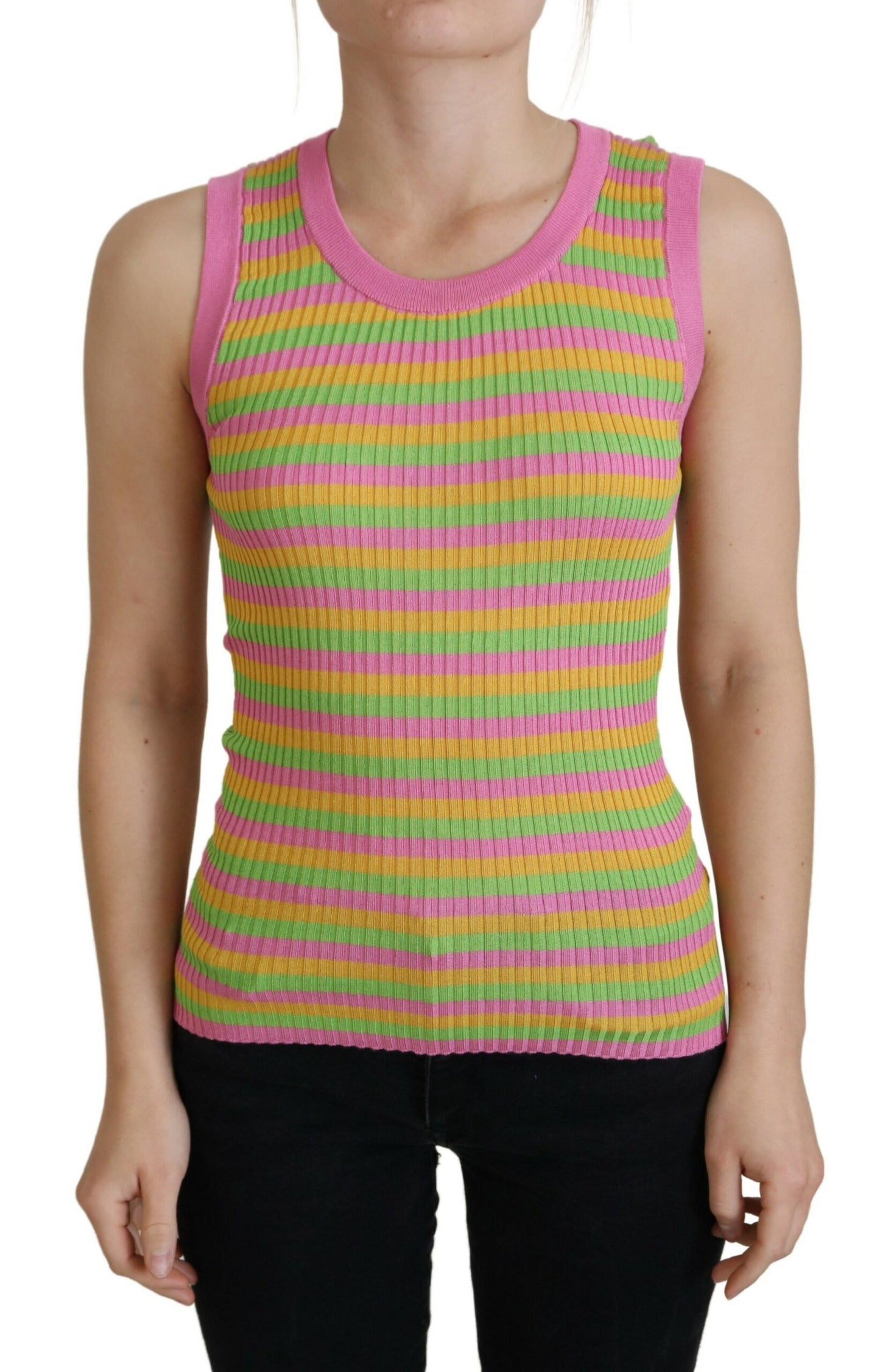 Débardeur gilet en soie multicolore Dolce & Gabbana