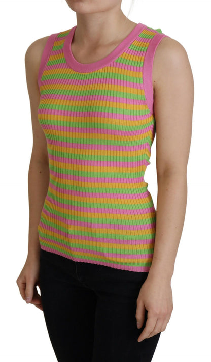 Débardeur gilet en soie multicolore Dolce & Gabbana