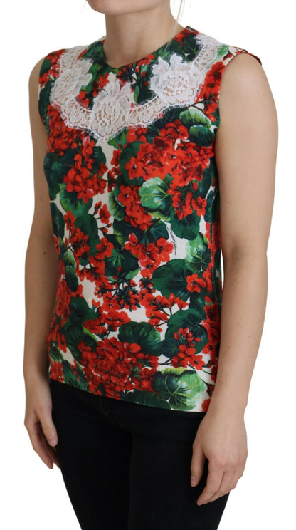 Débardeur gilet Dolce & Gabbana en dentelle de laine florale blanche