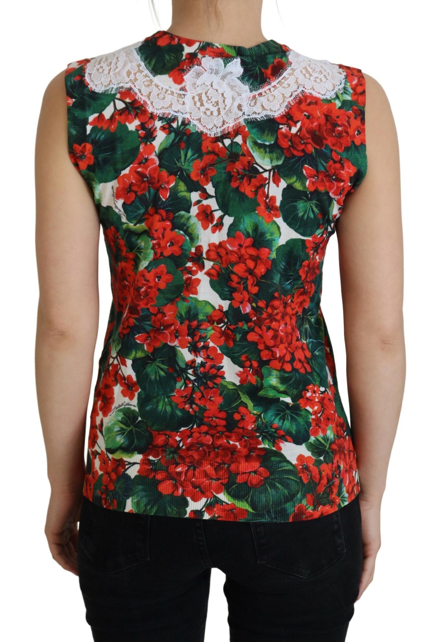 Débardeur gilet Dolce & Gabbana en dentelle de laine florale blanche