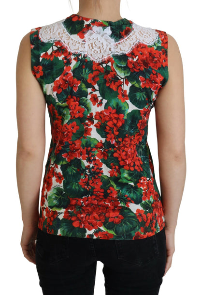 Débardeur gilet Dolce & Gabbana en dentelle de laine florale blanche