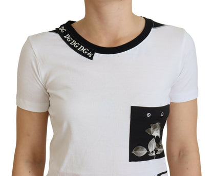 T-shirt col rond en coton blanc Dolce & Gabbana
