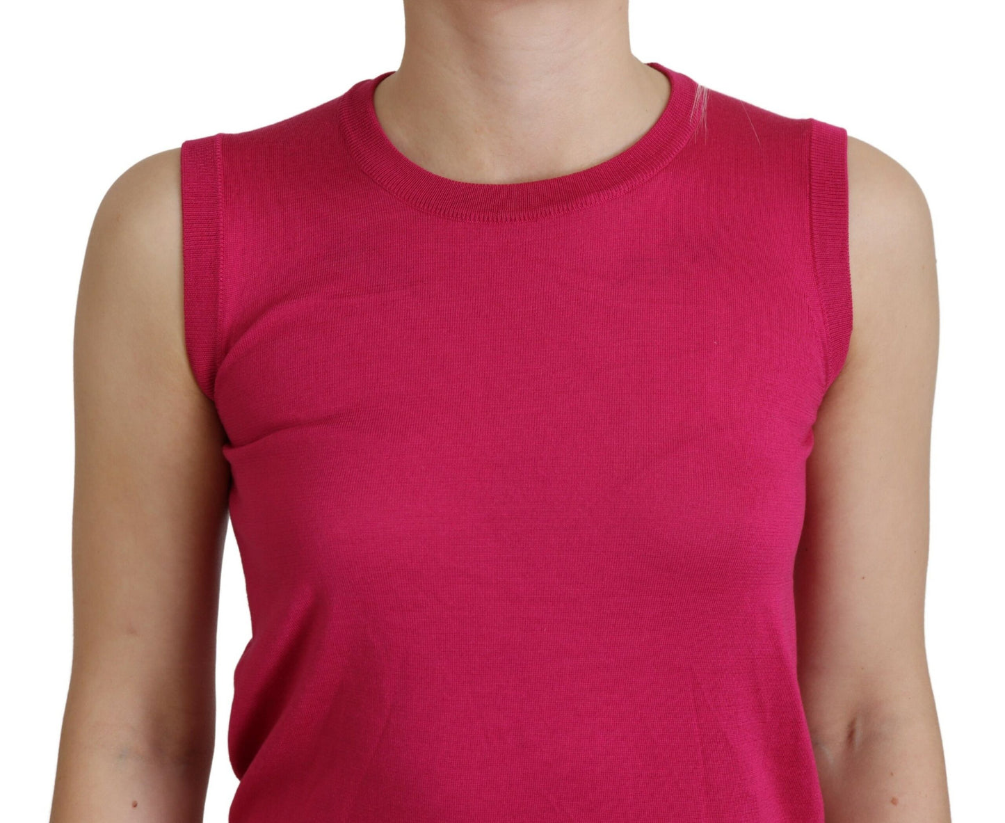 Débardeur pull col rond en soie rose Dolce & Gabbana