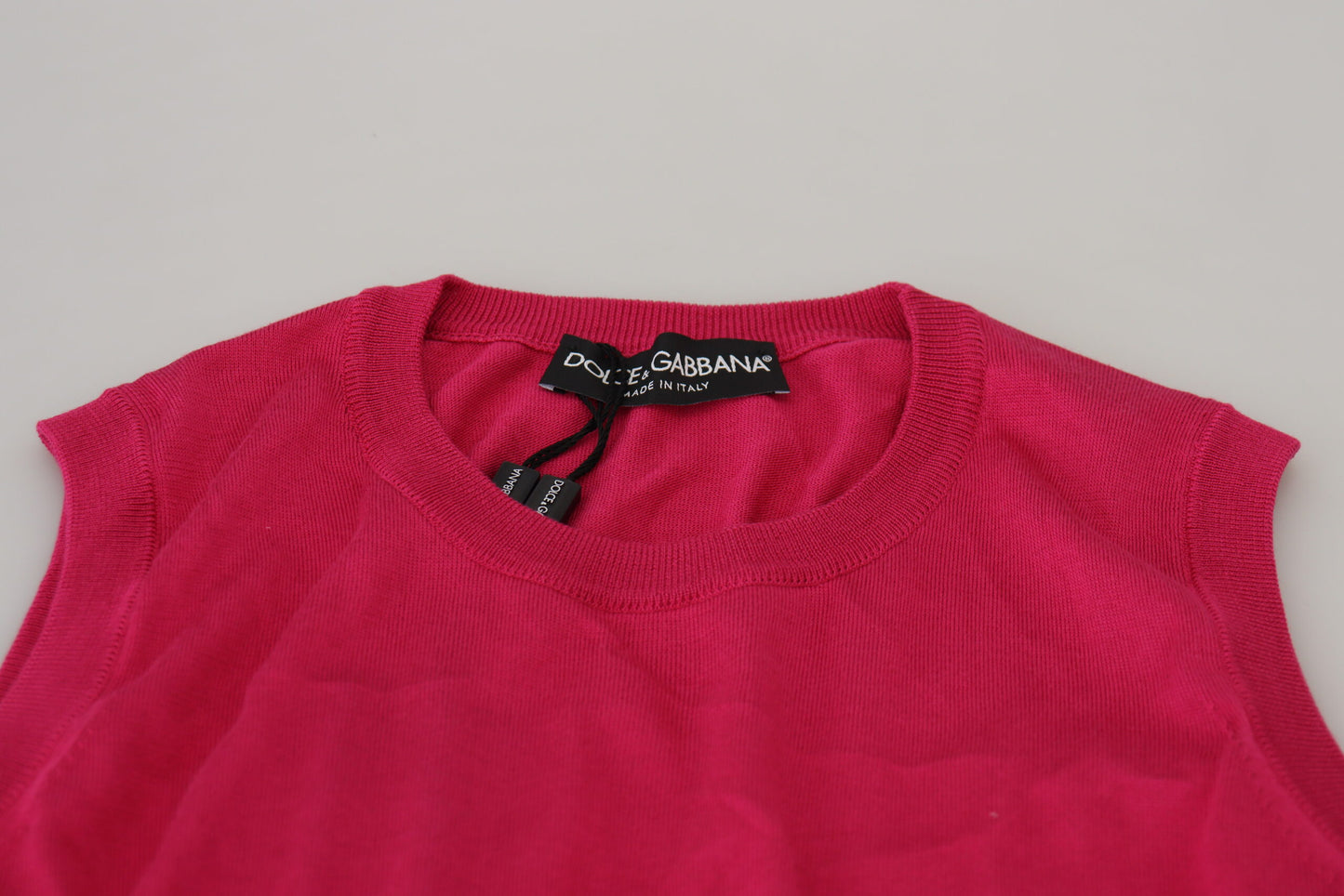 Débardeur pull col rond en soie rose Dolce & Gabbana