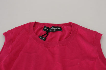 Débardeur pull col rond en soie rose Dolce & Gabbana
