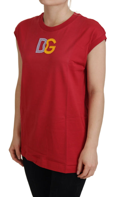 Débardeur en coton rouge avec logo DG Dolce & Gabbana