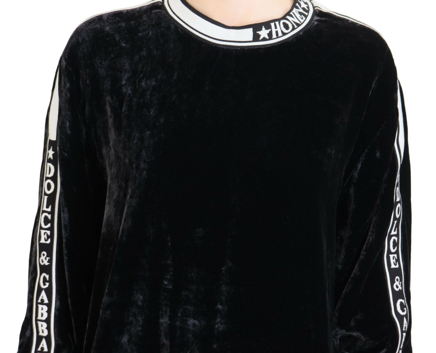Pull Dolce & Gabbana en velours noir à col rond