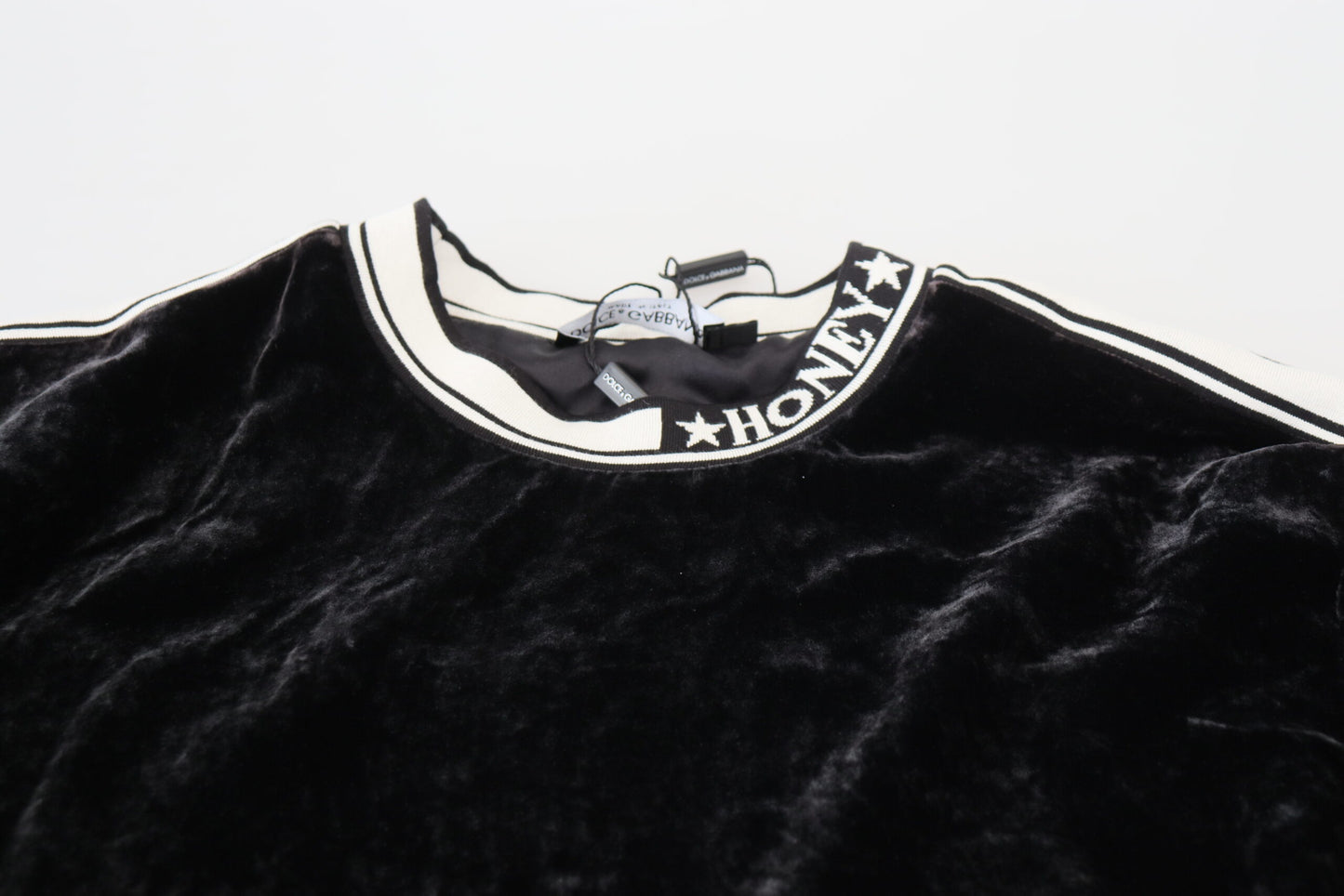 Pull Dolce & Gabbana en velours noir à col rond