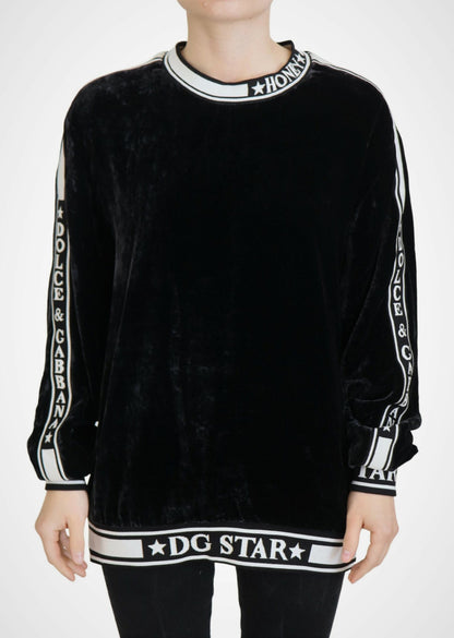 Pull Dolce & Gabbana en velours noir à col rond