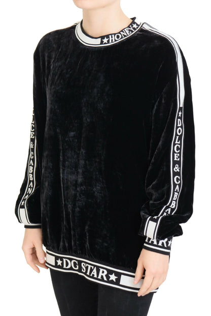 Pull Dolce & Gabbana en velours noir à col rond