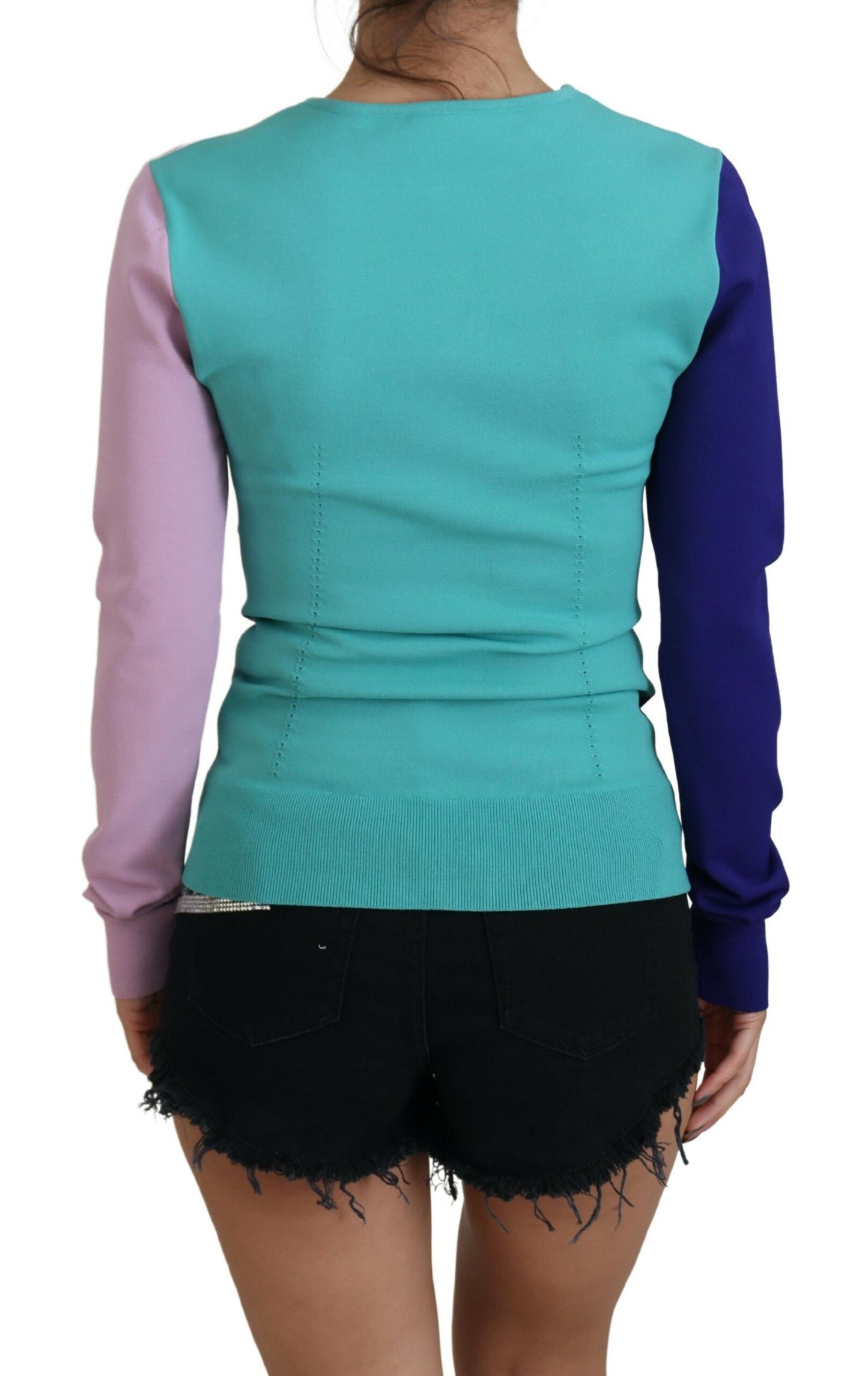 Pull Dolce & Gabbana en viscose à manches longues et col en V multicolore