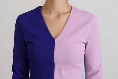 Pull Dolce & Gabbana en viscose à manches longues et col en V multicolore