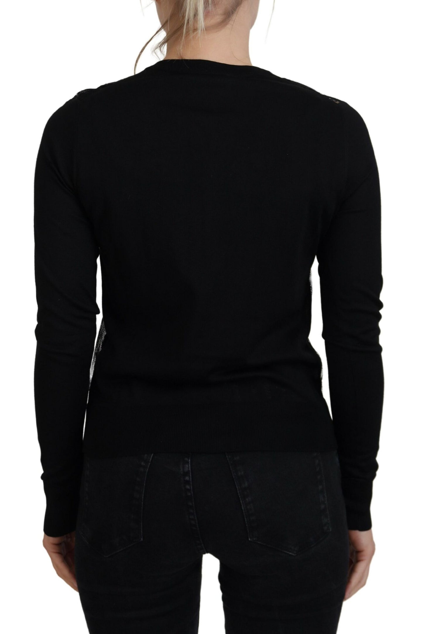 Cardigan en maille boutonnée en dentelle florale noire Dolce & Gabbana