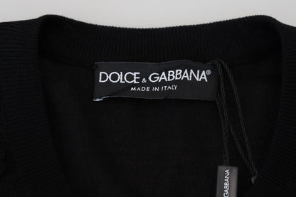 Cardigan en maille boutonnée en dentelle florale noire Dolce & Gabbana