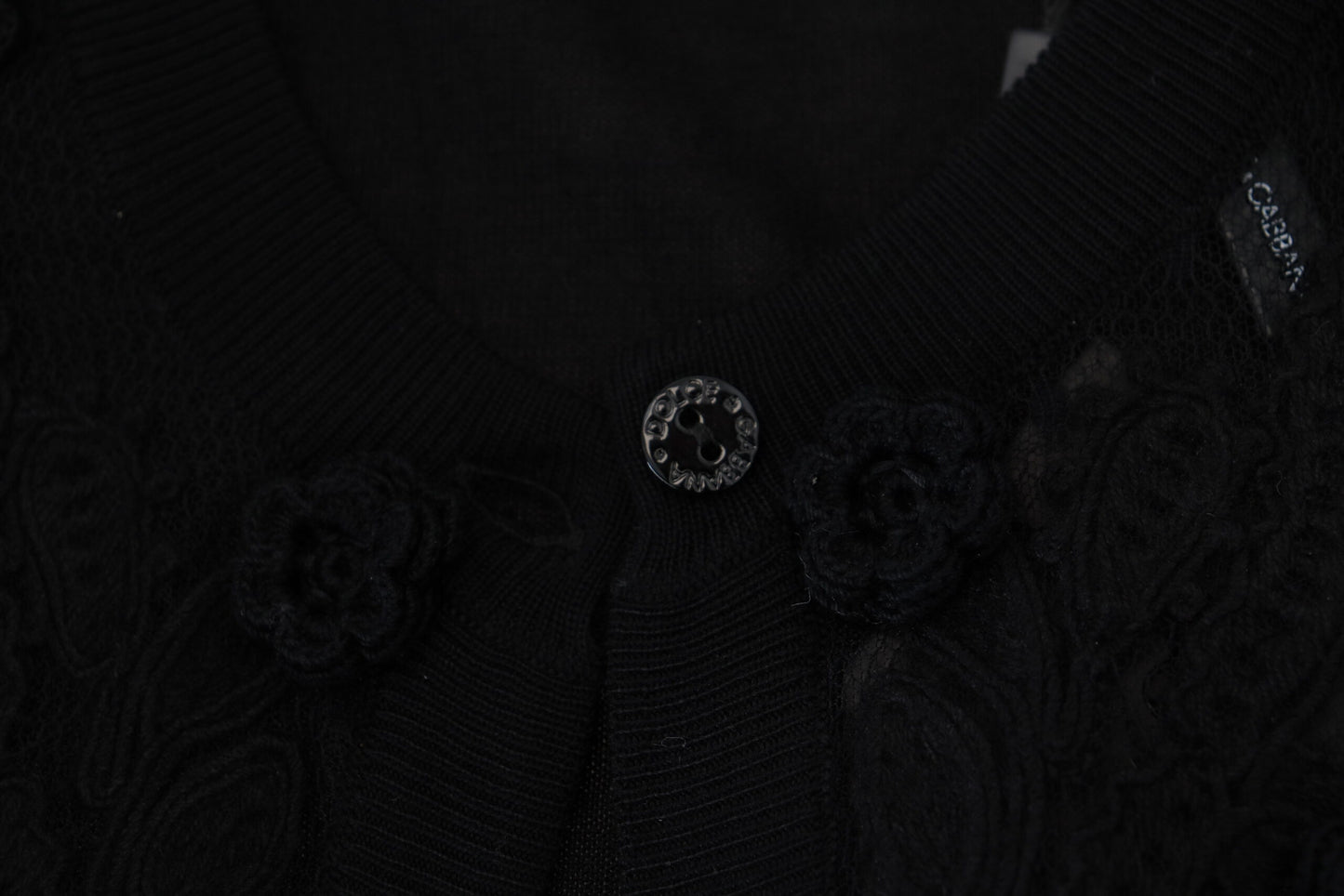Cardigan en maille boutonnée en dentelle florale noire Dolce & Gabbana