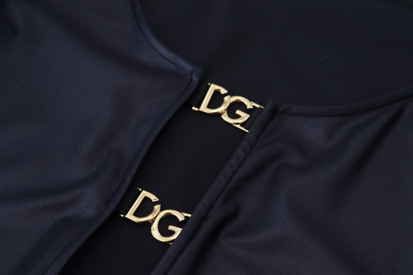 Haut Dolce & Gabbana en coton stretch noir à col ouvert et manches 3/4