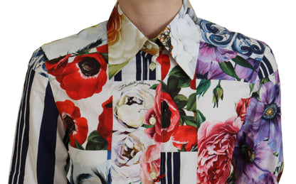 Chemisier Dolce & Gabbana en coton à fleurs multicolores avec col