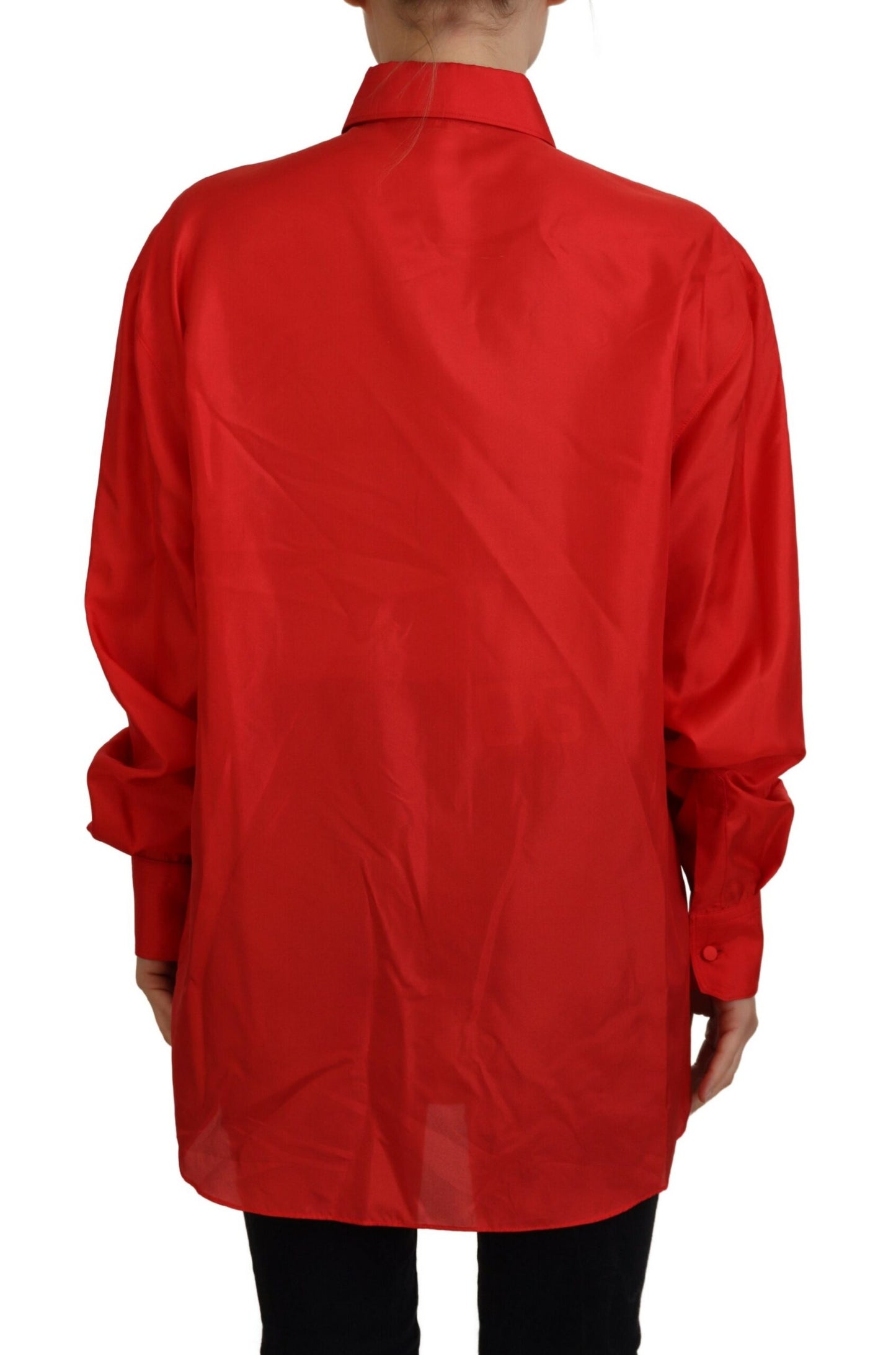 Chemisier Dolce & Gabbana en soie rouge à col et manches longues