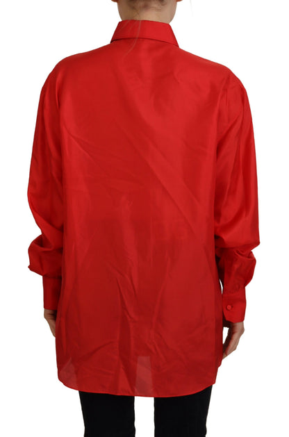 Chemisier Dolce & Gabbana en soie rouge à col et manches longues