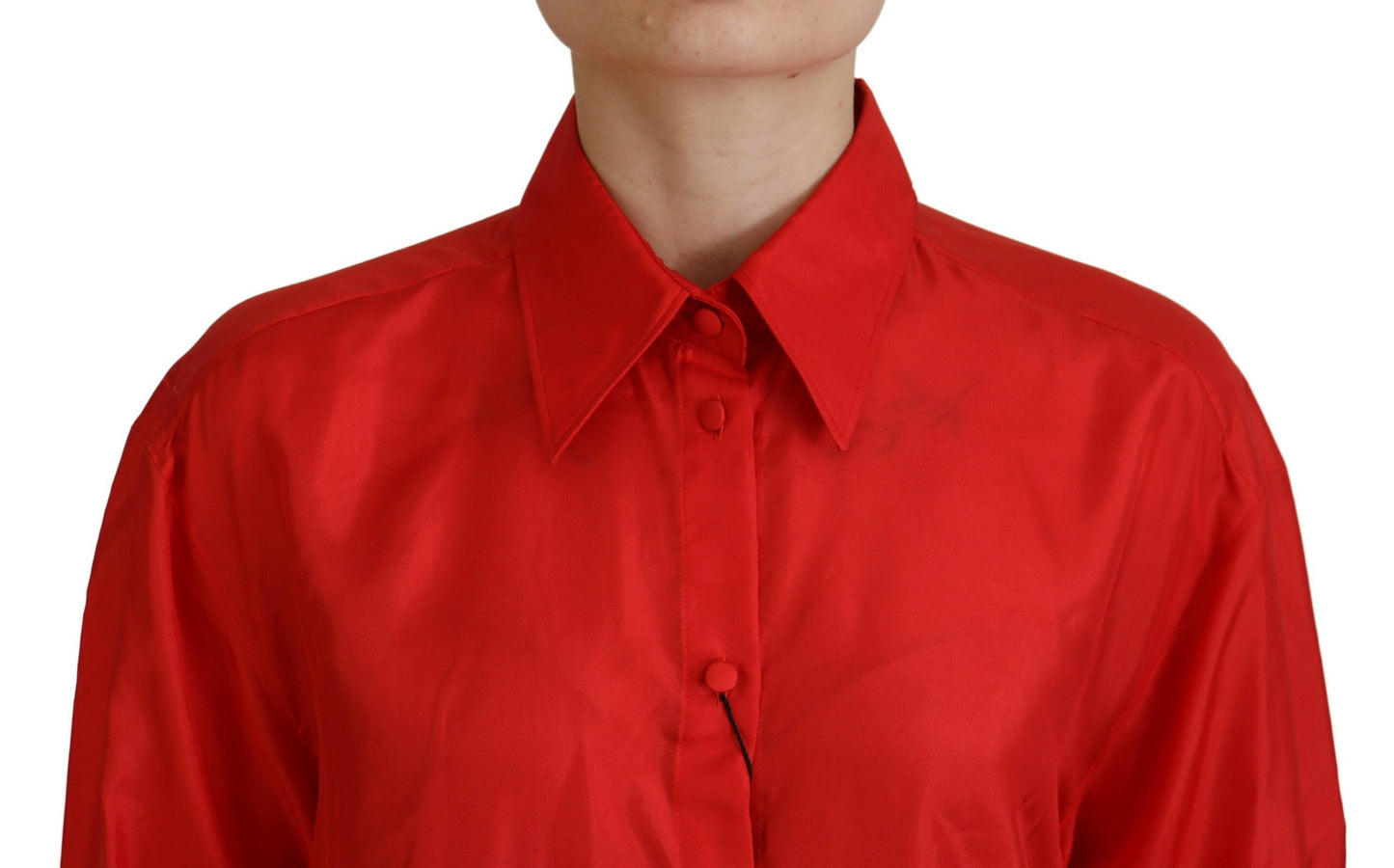 Chemisier Dolce & Gabbana en soie rouge à col et manches longues
