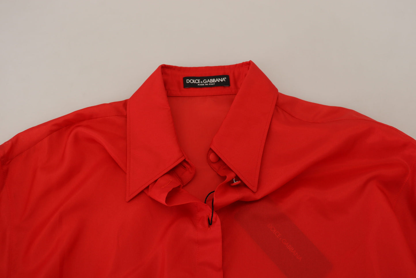Chemisier Dolce & Gabbana en soie rouge à col et manches longues