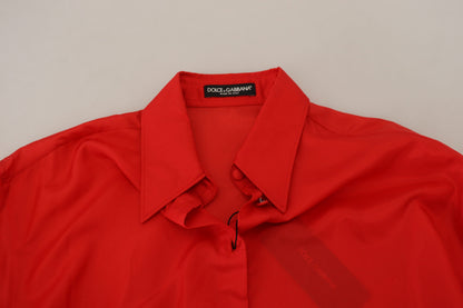 Chemisier Dolce & Gabbana en soie rouge à col et manches longues