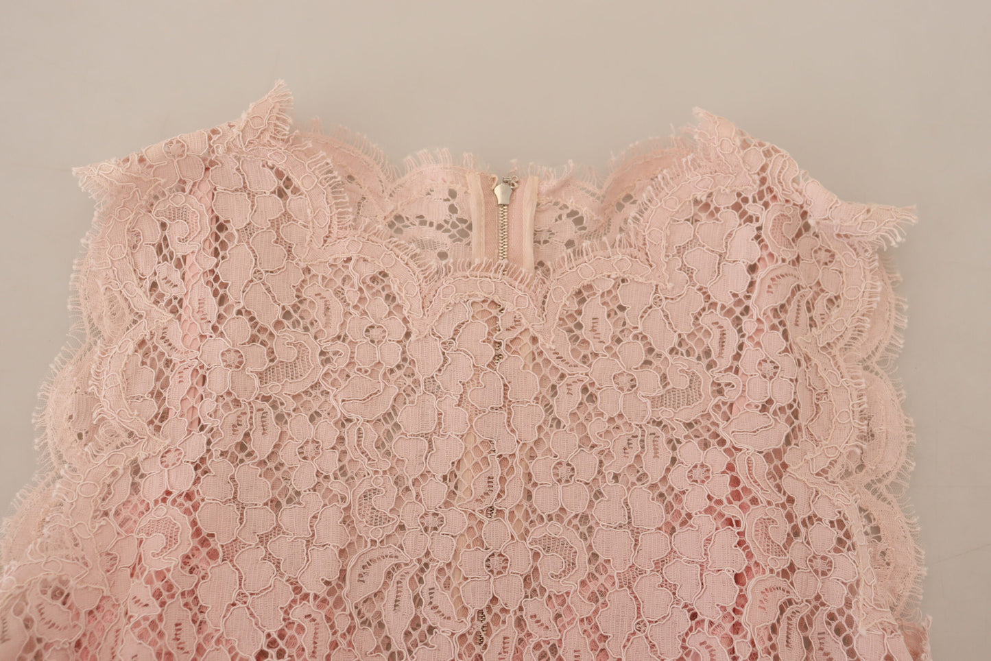 Chemisier top sans manches en dentelle florale rose Dolce & Gabbana