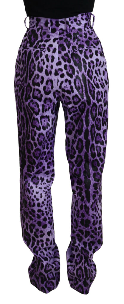 Pantalon taille haute imprimé léopard violet Dolce & Gabbana