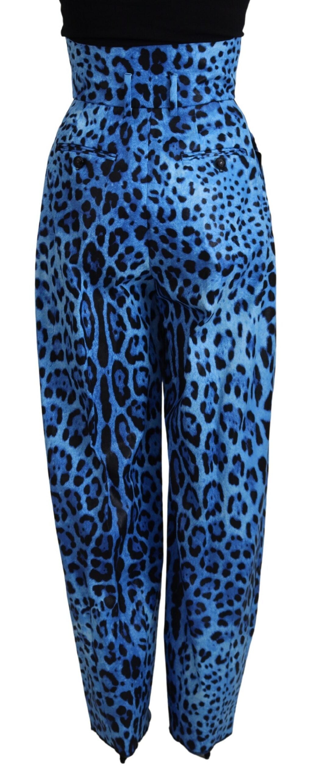 Pantalones de tiro alto con estampado de leopardo azul de Dolce & Gabbana