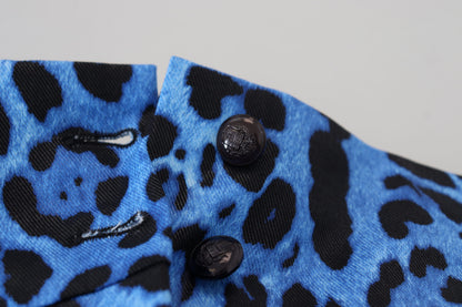 Pantalones de tiro alto con estampado de leopardo azul de Dolce & Gabbana