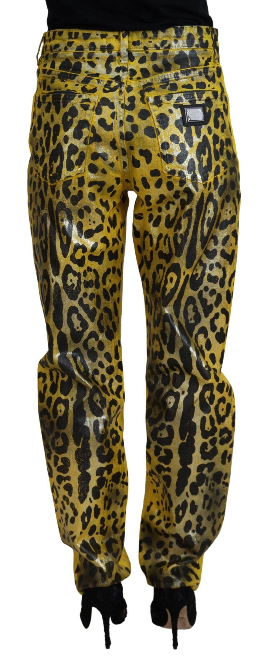 Jean Droit Dolce & Gabbana en Coton Léopard Jaune