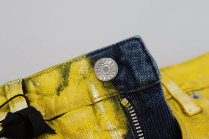Jean Droit Dolce & Gabbana en Coton Léopard Jaune