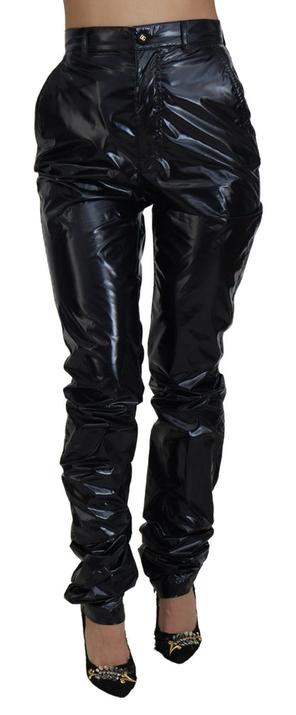 Pantalon skinny taille haute en nylon noir Dolce & Gabbana