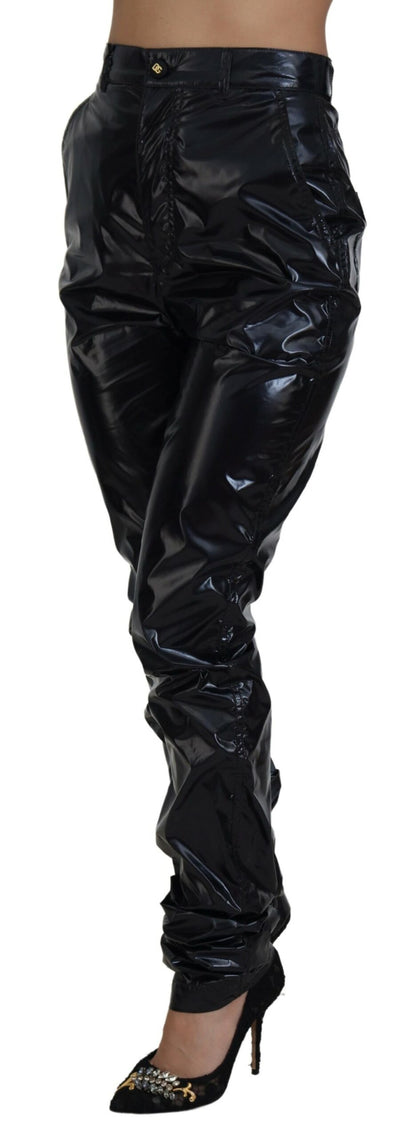 Pantalon skinny taille haute en nylon noir Dolce & Gabbana