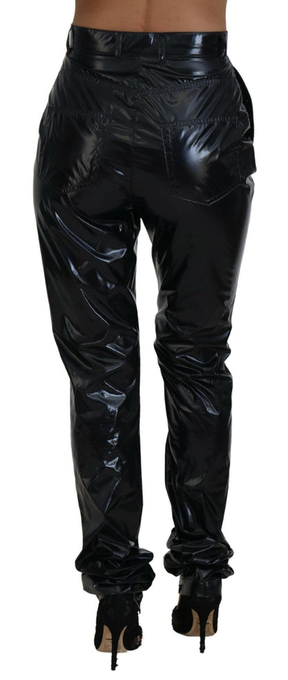 Pantalon skinny taille haute en nylon noir Dolce & Gabbana