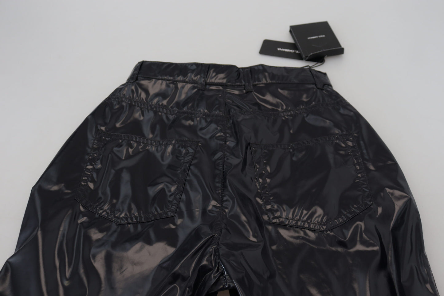 Pantalon skinny taille haute en nylon noir Dolce & Gabbana