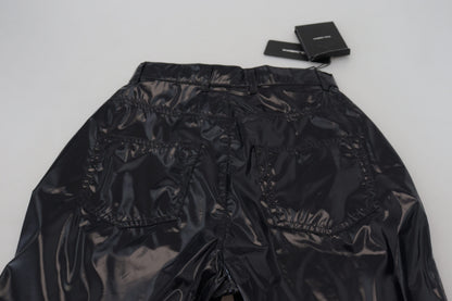 Pantalon skinny taille haute en nylon noir Dolce & Gabbana
