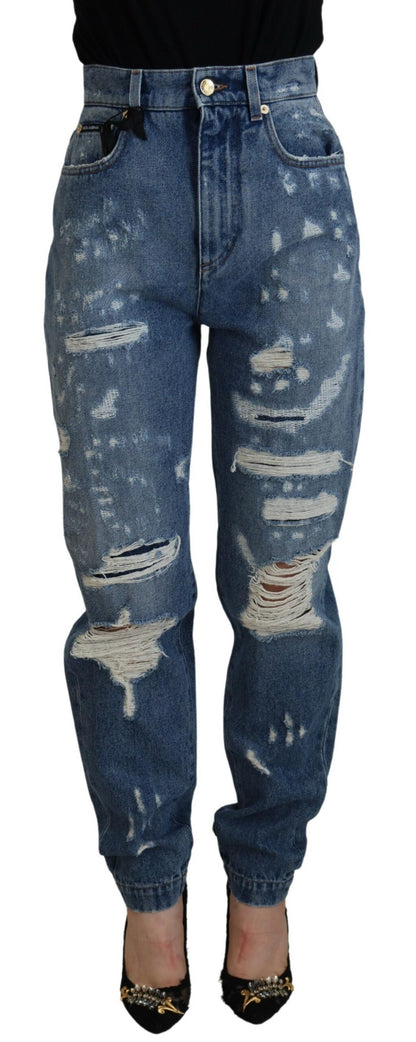 Jeans slim en coton déchiré bleu Dolce & Gabbana