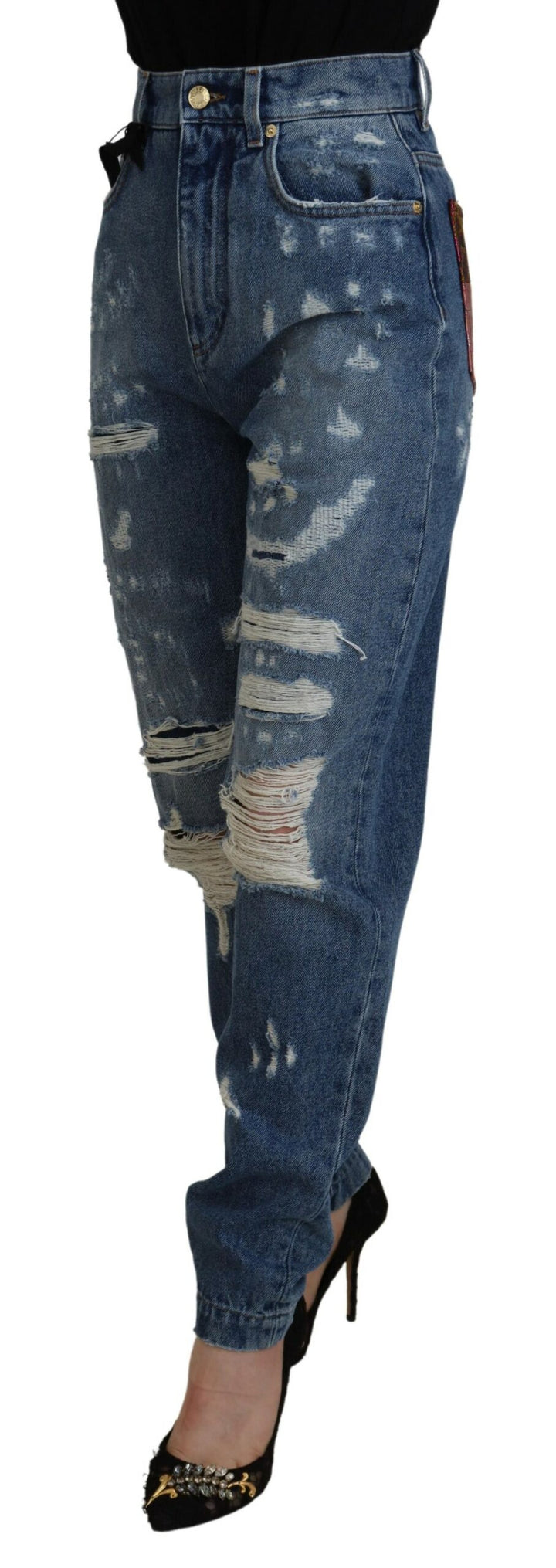 Jeans slim en coton déchiré bleu Dolce & Gabbana