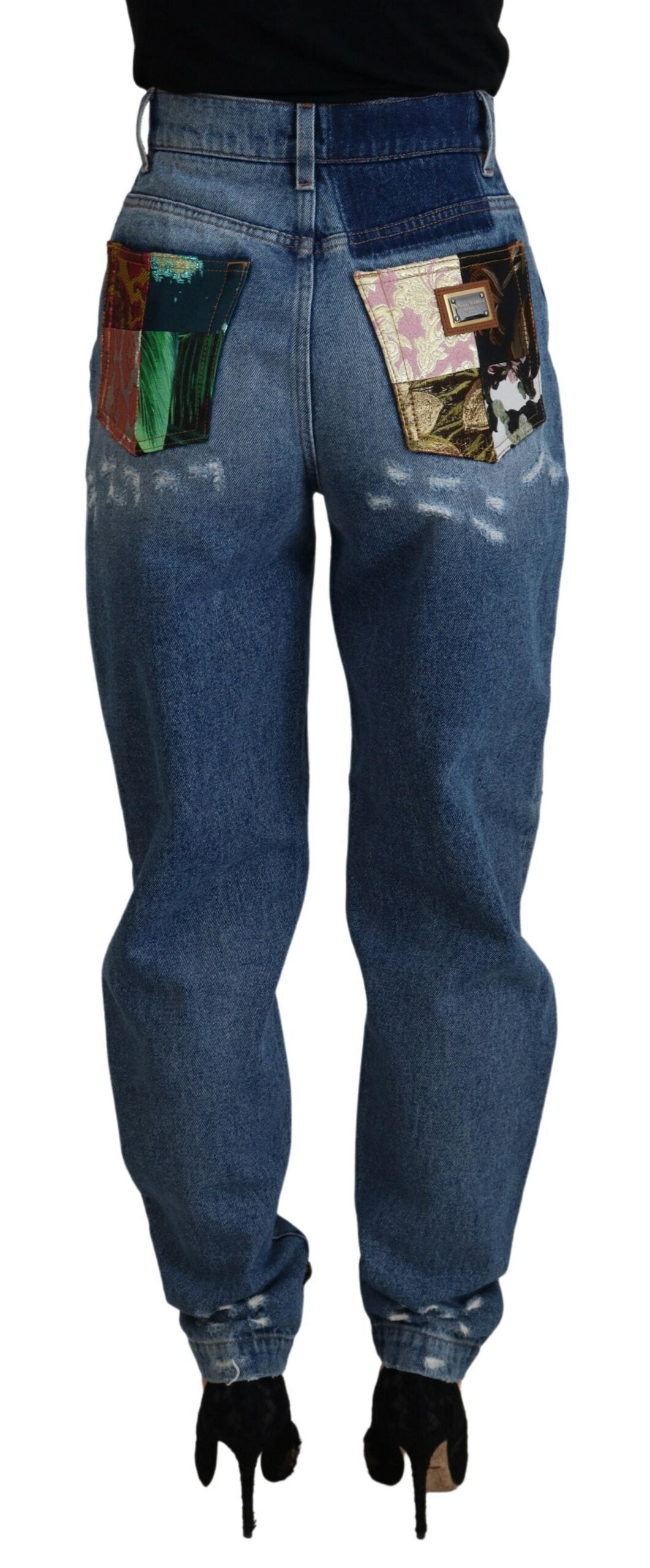 Jeans slim en coton déchiré bleu Dolce & Gabbana