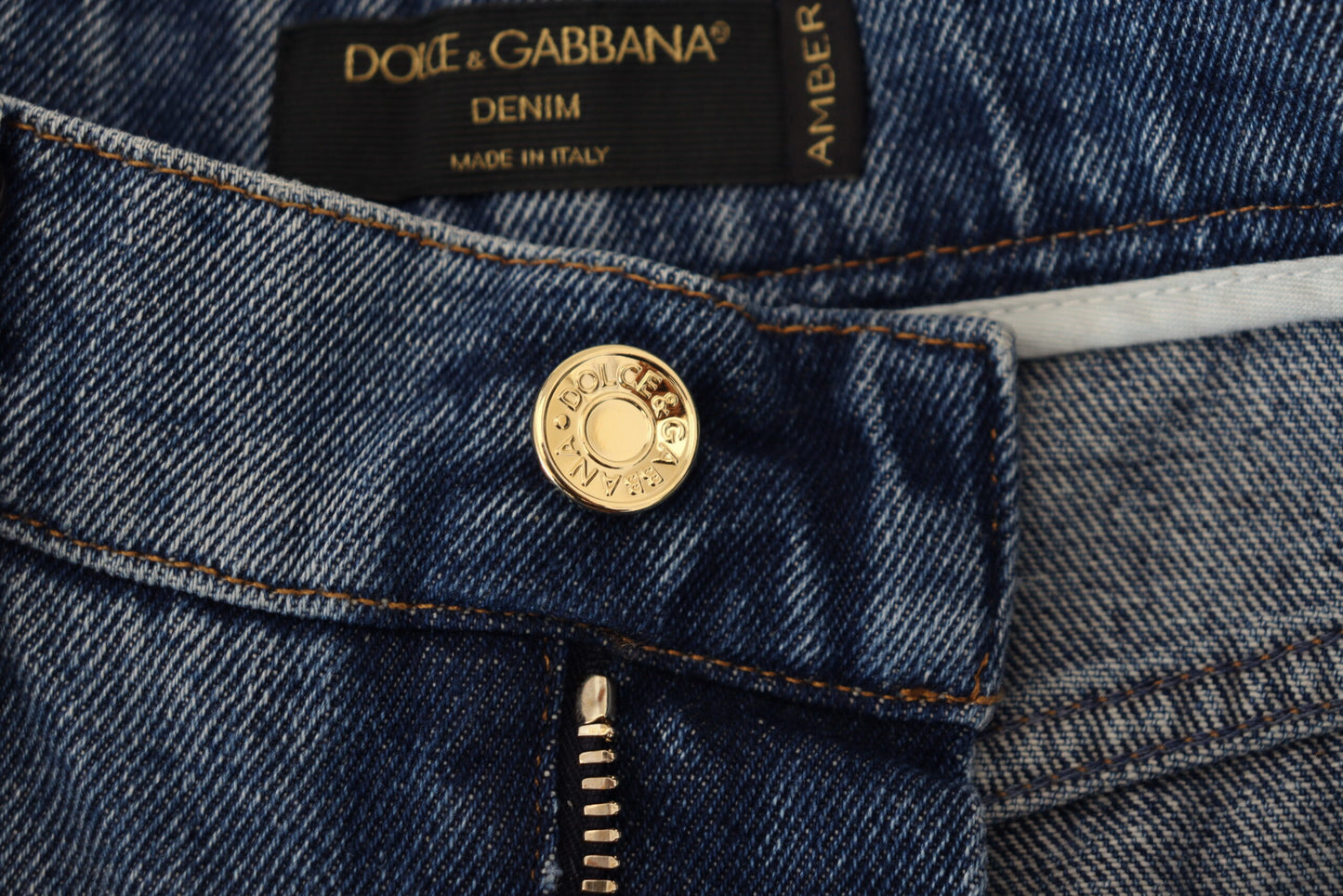 Jeans slim en coton déchiré bleu Dolce & Gabbana
