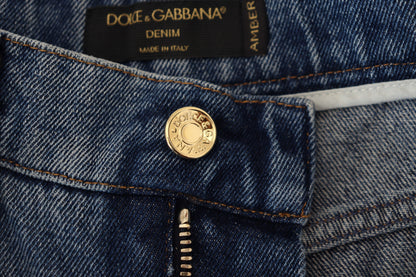 Jeans slim en coton déchiré bleu Dolce & Gabbana