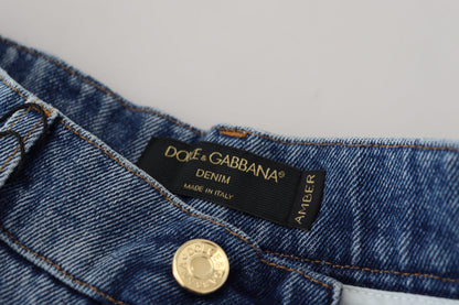 Jeans slim en coton déchiré bleu Dolce & Gabbana