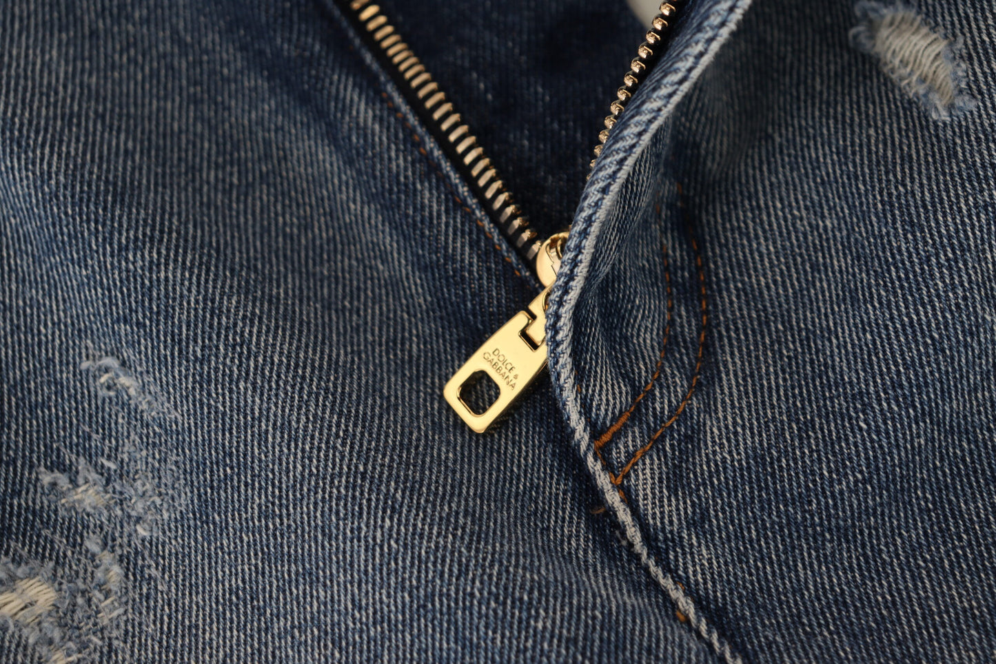 Jeans slim en coton déchiré bleu Dolce & Gabbana