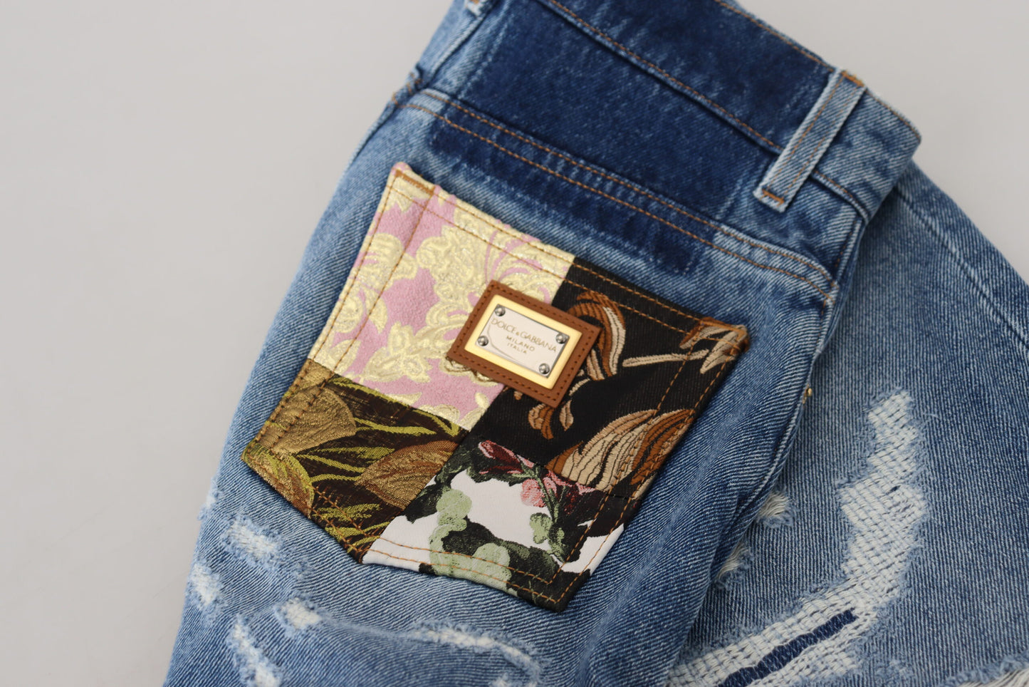Jeans slim en coton déchiré bleu Dolce & Gabbana