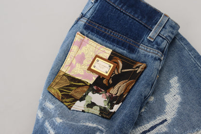 Jeans slim en coton déchiré bleu Dolce & Gabbana