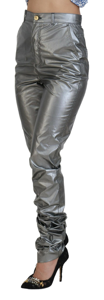 Pantalon skinny taille haute Dolce & Gabbana en argent métallisé