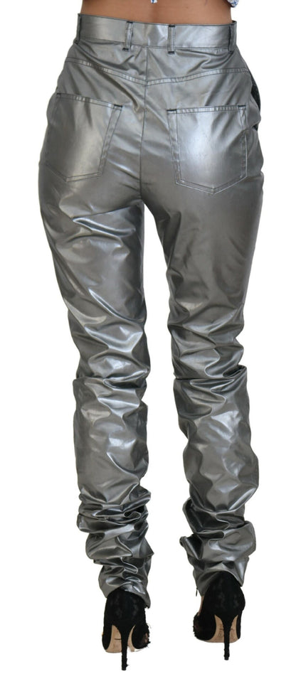Pantalon skinny taille haute Dolce & Gabbana en argent métallisé